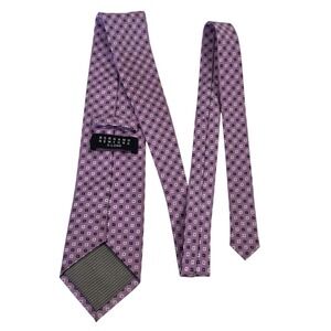 Bergamo New York X-Long Silk Blend Tie Purple Micro-Square Pattern Men's Formal